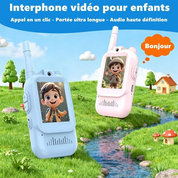 Walkie Talkie con cámara de vídeo y HD KENLUMO, recargable por USB (650 mAh), alcance de 1 a 400 m, regalo ideal para Navidad y cumpleaños.