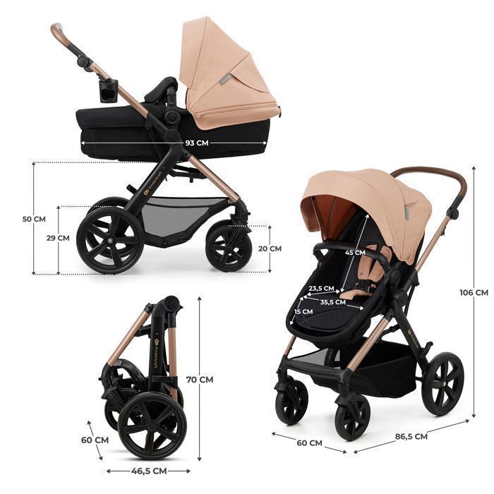 Poussette combinée Kinderkraft MOOV 2 3 en 1 Sand Beige