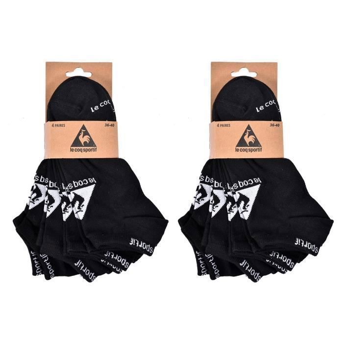 Calzini da ragazzo Le Coq Sportif - Confezione da 8 paia, modello sneaker nero - Maniche corte - Cotone e poliammide