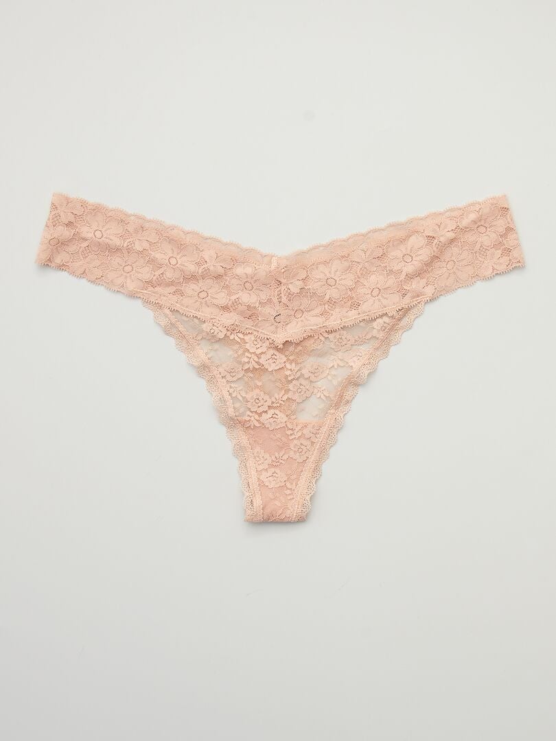 Conjunto de 3 calcinhas fio dental de renda - ROSA