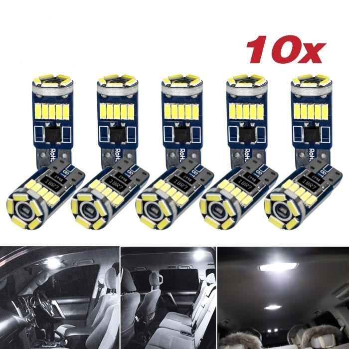 10 bombillas LED de luz nocturna W5W T10 ULTRA BLANCAS XENÓN 6000k para coches y automóviles