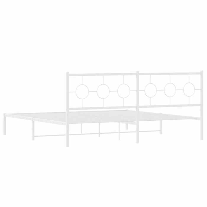 Cama blanca de 200 x 200 cm - Estructura metálica - Colchón no incluido - y cabecero blanco de 200 x 200 cm 005_350135