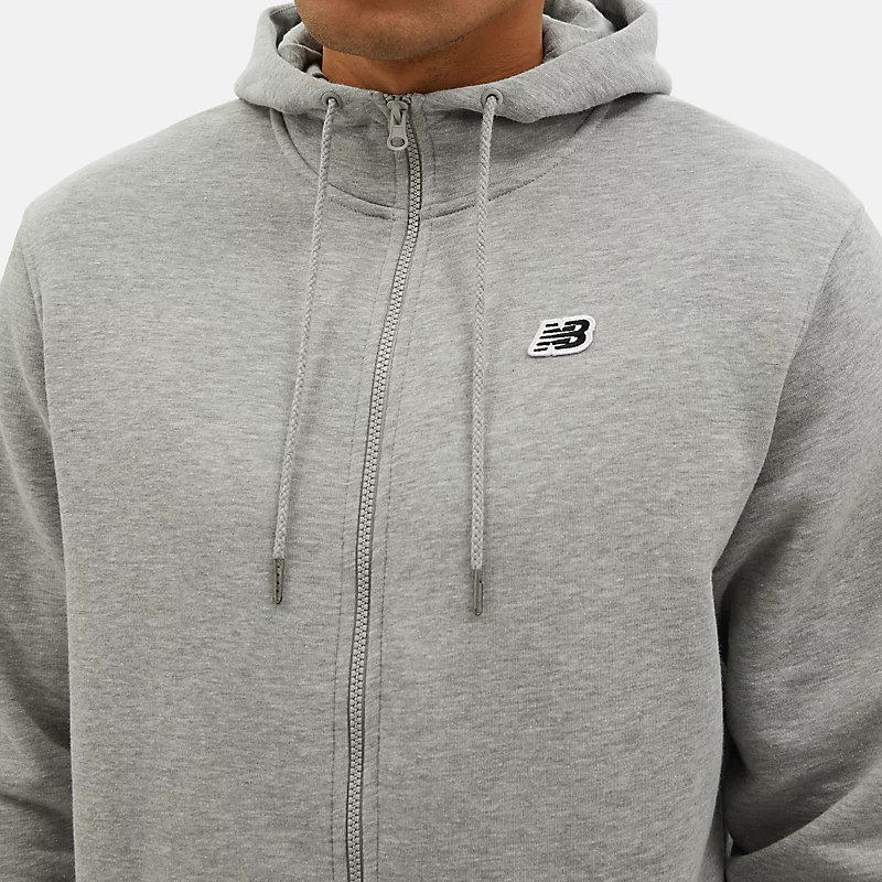 NB Hoodies met klein logo en ritssluiting voor heren – Sportgrijs