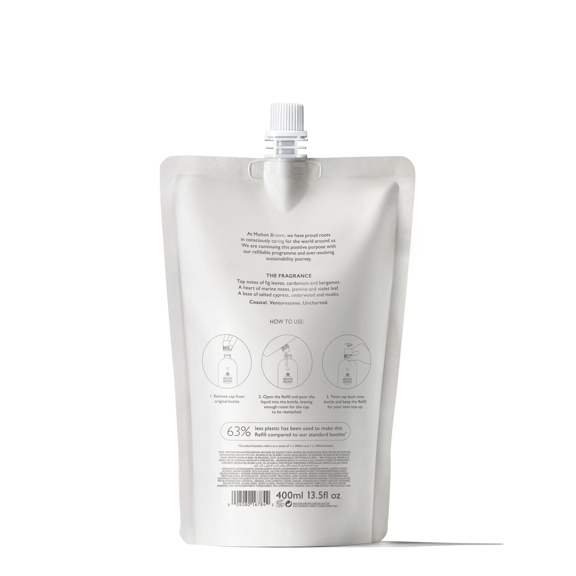 Molton Brown Coastal Cypress és Sea Fennel fürdő- és tusfürdő utántöltő 400 ml