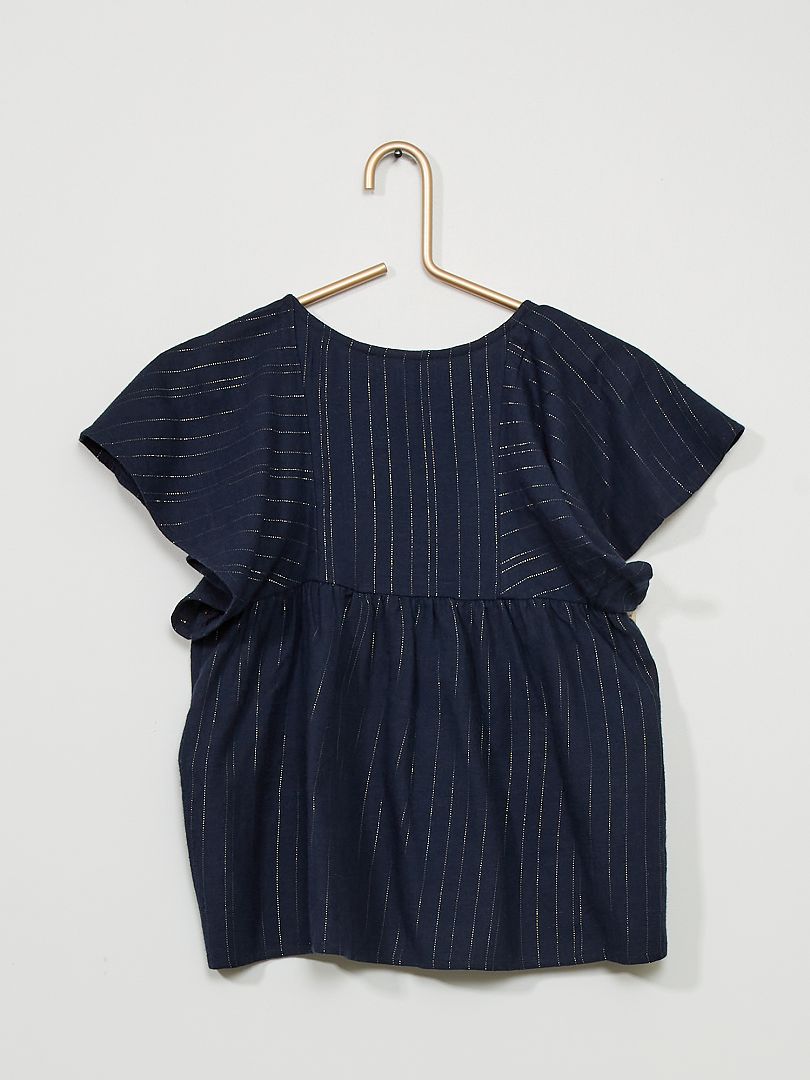Blouse met smockwerk - blauw