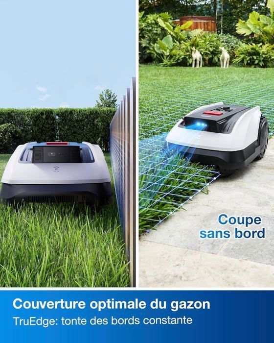 Cortador de relva robótico sem fio ECOVACS Goat O800 RTK com fio perimetral, cobertura de 800 m², RTK+Visão, mapeamento automático, passagens estreitas até 0,7 m.