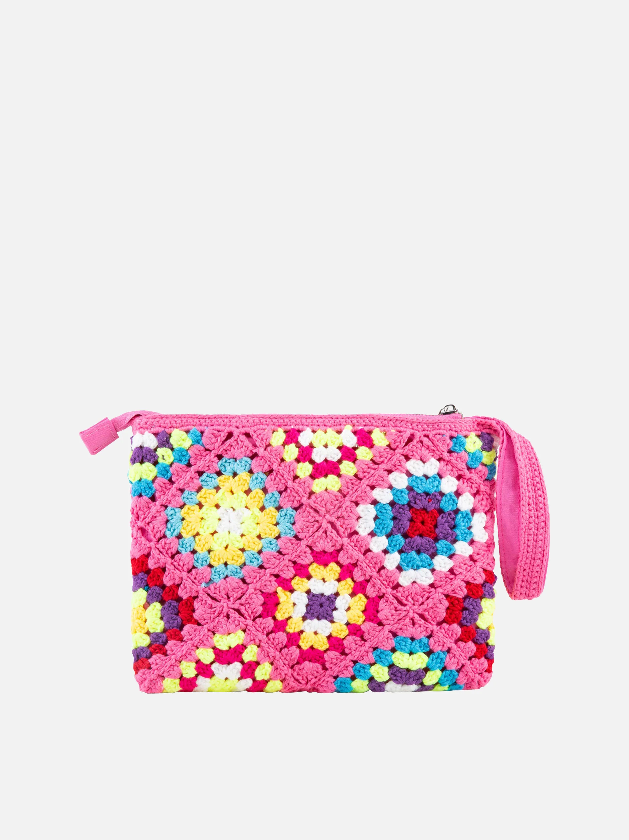 Rosa gehäkelte Parisienne-Tasche mit Saint-Barth-Stickerei