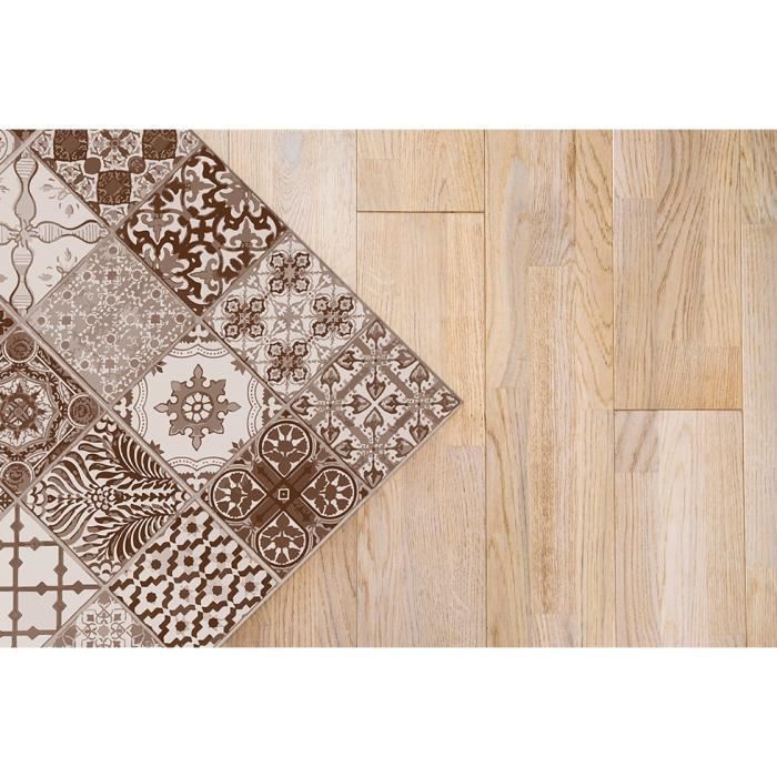 Tapis Vinyle Panorama Carreaux Ciments Nijar Brun 80x150 cm - Tapis pour Cuisine, Bureau et Salon en PVC