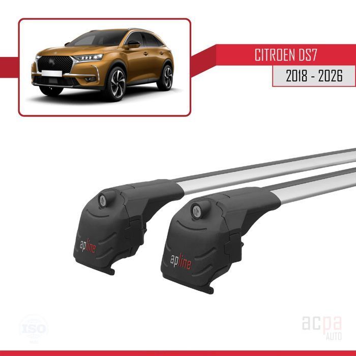 Barras de techo para Citroën/DS 7 Crossback 2018-2026 ACE-2 Railing, portaequipajes para coche, aluminio gris, 2 barras.
