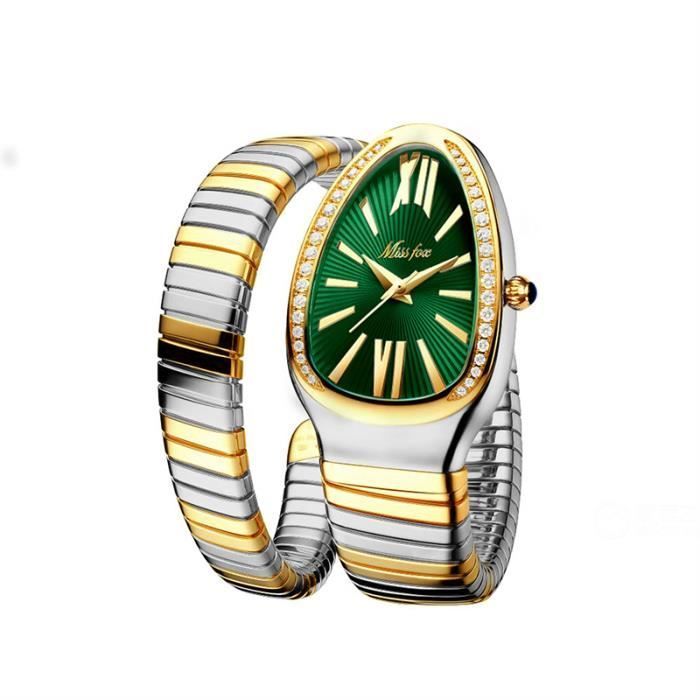 Orologio da donna SHARPHY, nuovo design speciale, bracciale in acciaio con diamanti a forma di serpente, stile hip-hop, verde, idea regalo.