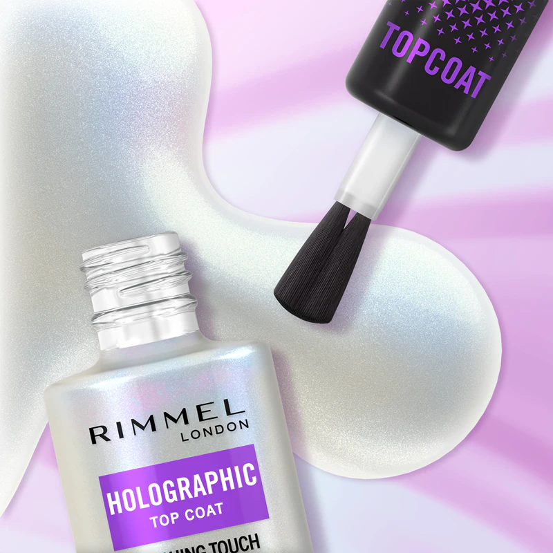 Nadlak na nehty Rimmel Holografický s třpytivými nátěry
