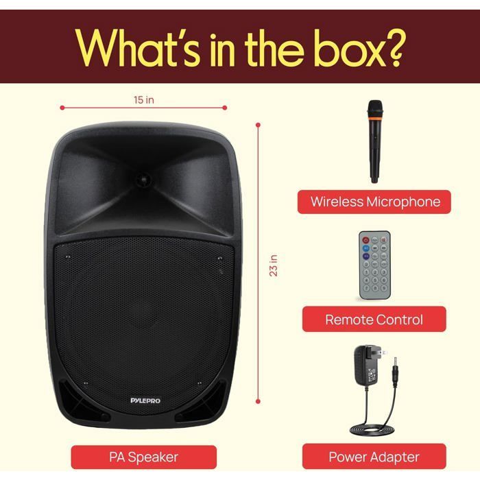Enceinte Bluetooth 1200W, subwoofer, LED, USB/SD, micro sans fil