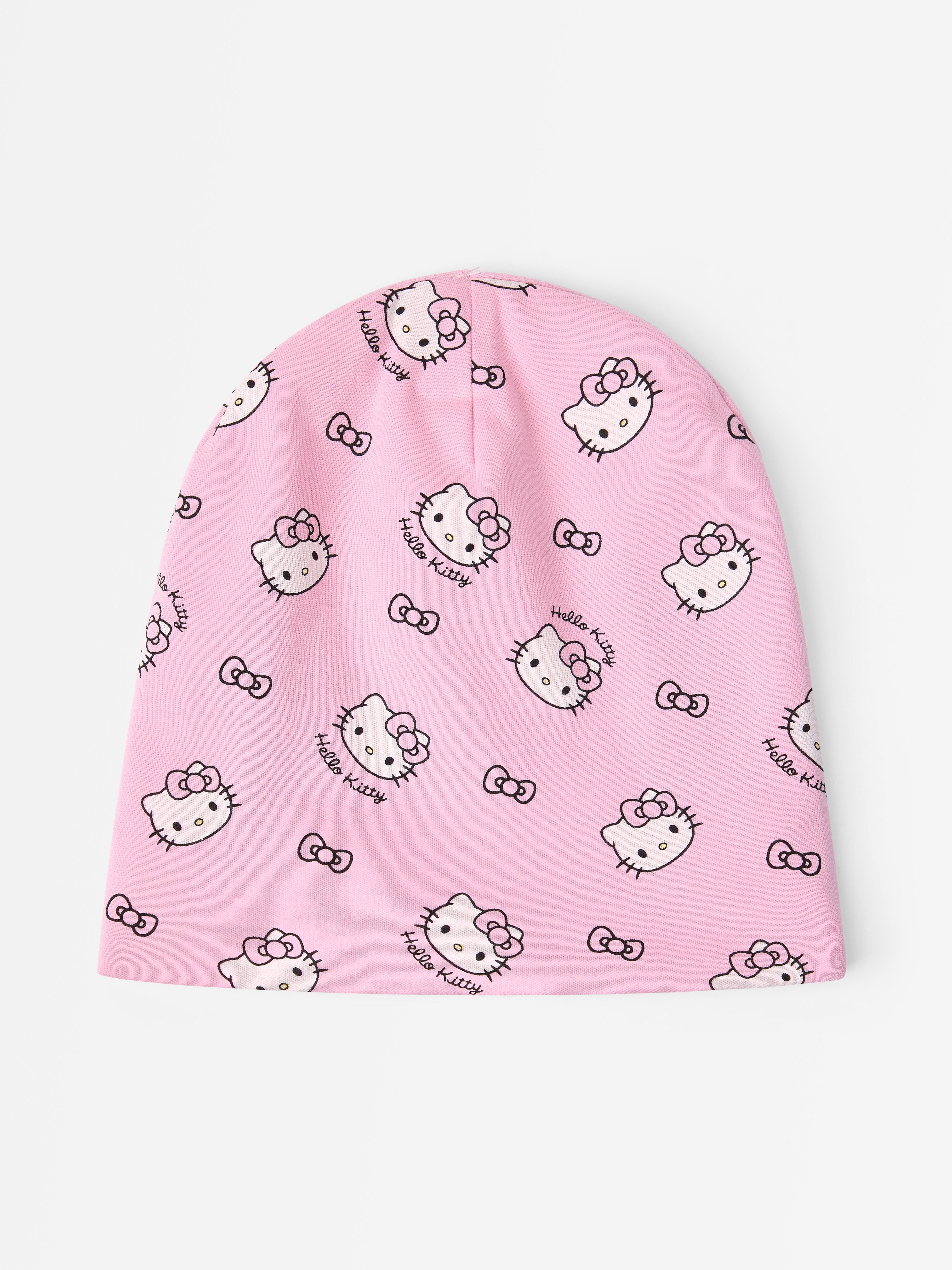 Gorro Hello Kitty com forro de lã, rosa claro.