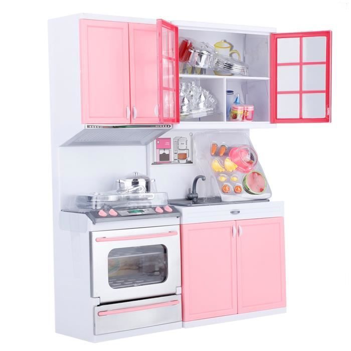 Jouet de cuisine pour enfant - OMABETA - Mini Set avec four, lave-vaisselle et ustensiles - Rose