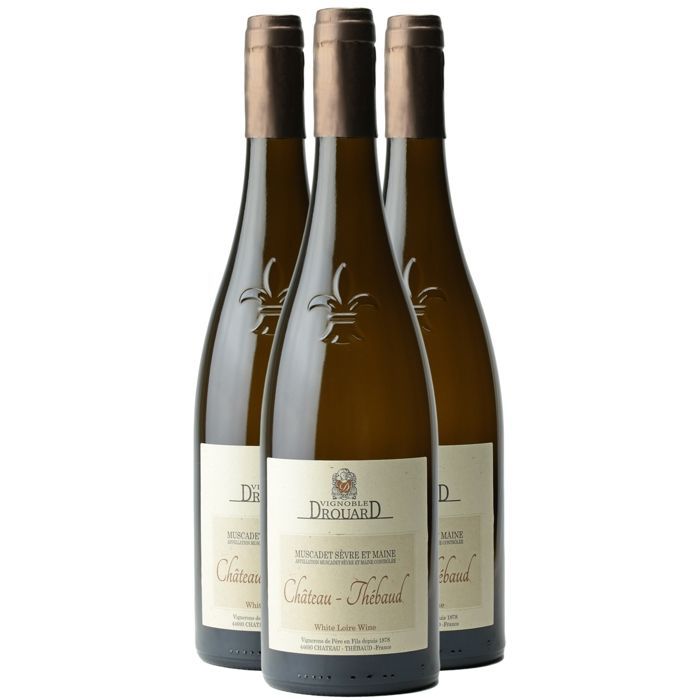 Drouard Vineyard Muscadet Sèvre et Maine Château Thebaud 2022 - Vino bianco della Valle della Loira (3x75cl)