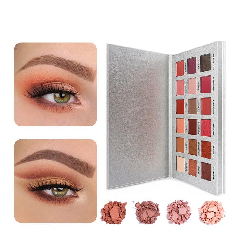 Palette de maquillage 18 fards à paupières aux teintes terre mates nacrées multicolores, effet illuminateur, waterproof, pour une beauté féminine