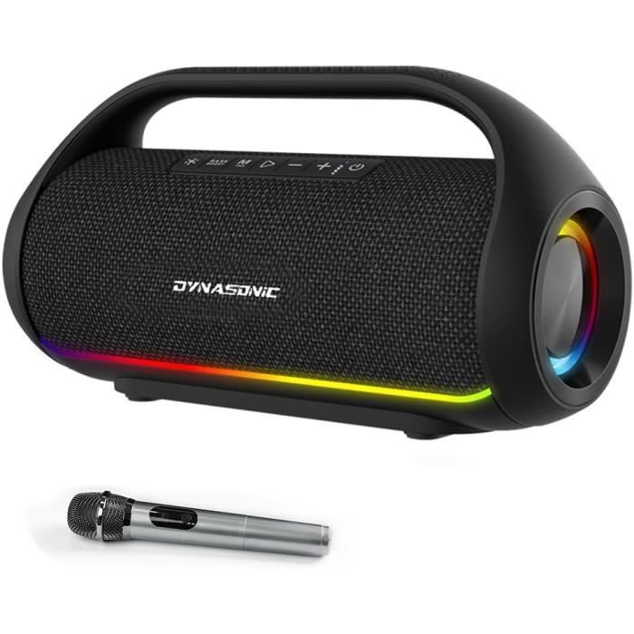 Portable Bluetooth Speaker - DYNASONIC - S90 - IPX7 Waterproof - Powerful Stereo Sound - Colorful LEDs