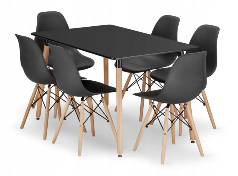 Zest stół prostokątny ADRIA 120x80 czarny   6 krzeseł OSAKA