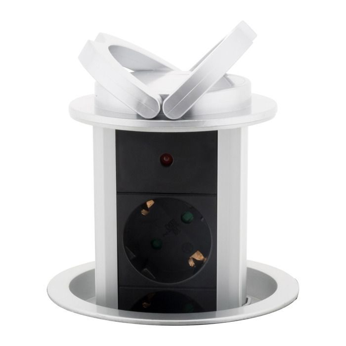 Regleta empotrable de cocina Otio con 3 enchufes Schuko de 16 A - Gris