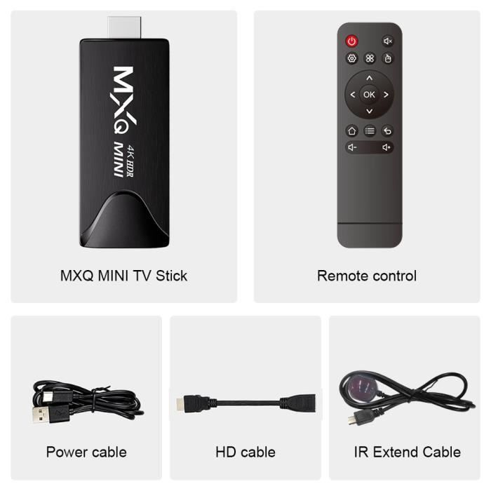 Reproductor multimedia Android 10 MXQ MINI TV Stick - 4K HD - Negro