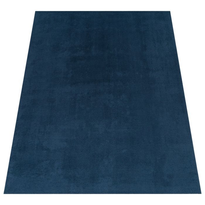 Paco Home Wohnzimmerteppich, Kurzflor, waschbar, einfarbig, moderner Stil, Marineblau, 140 x 200 cm