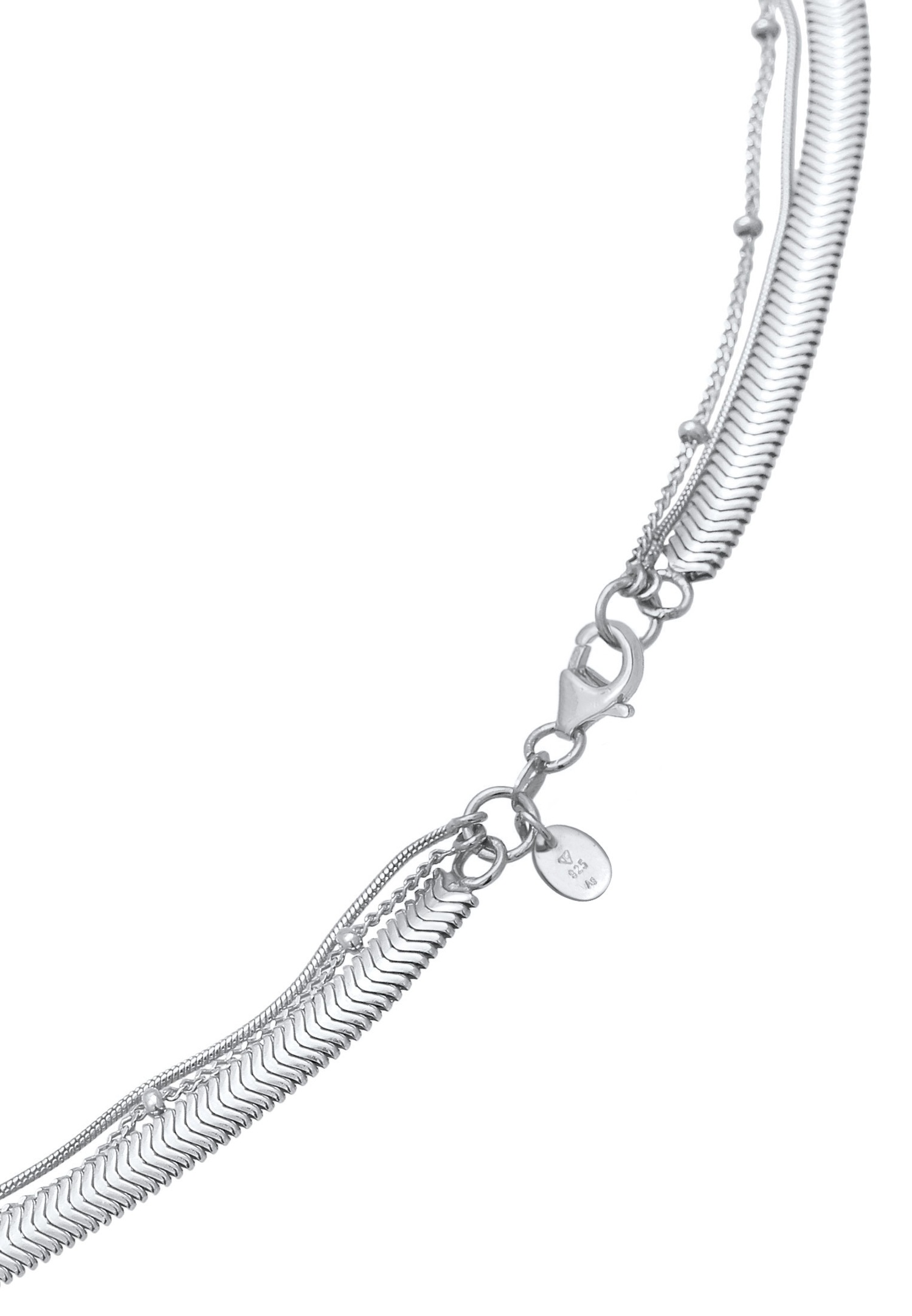 Elli PREMIUM Femme Layer Flat Round Ball Chain Trend Blogger en argent sterling 925 plaqué or