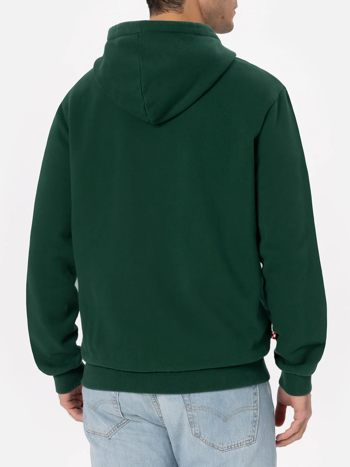 Engelse groene herenhoodie met rits en St. Barth-borduurwerk.
