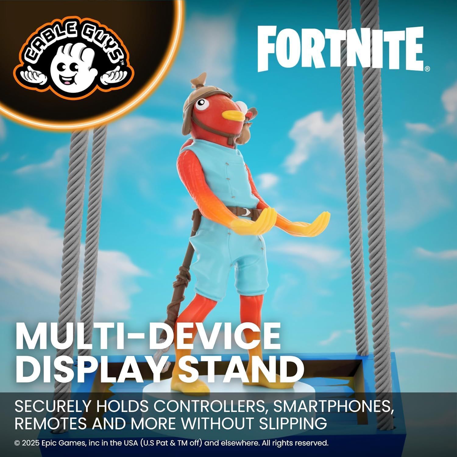 Fortnite Fishstick Figurine - EXQUISITE GAMING - Cable Guys - USB cable included - Smartphone or small accessory holder - 20 cm