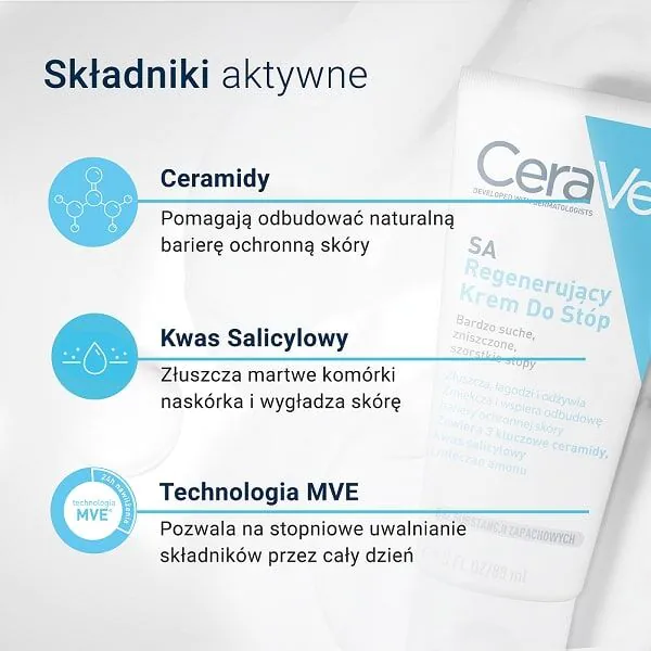 CeraVe SA Regenerujący krem do stóp do skóry bardzo suchej i szorstkiej