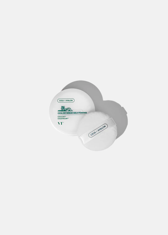 VT Cosmetics Cica No-Sebum Mild Powder - um pó fixador e matificante com efeito hidratante.
