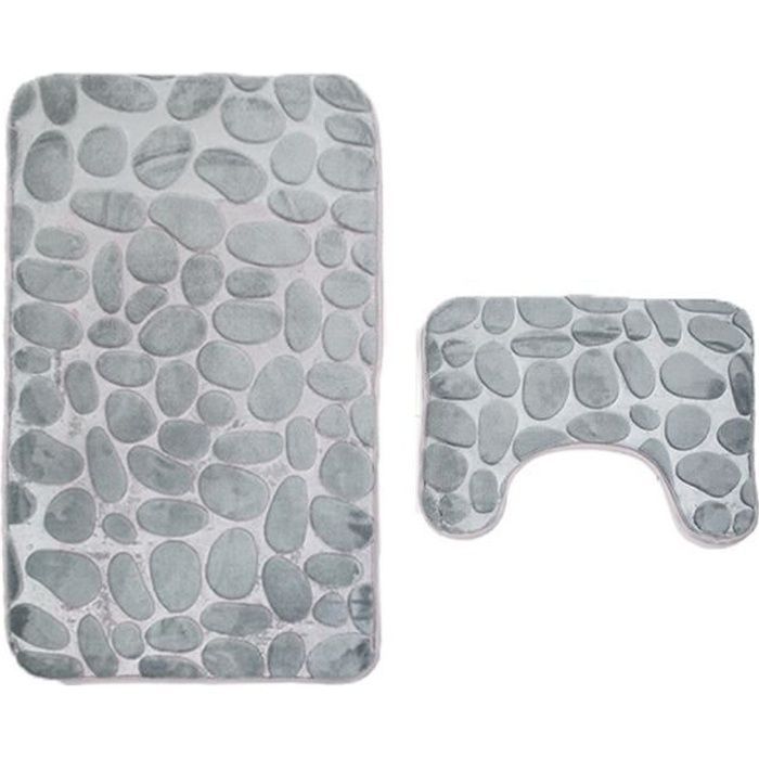 2pcs Coral Velvet Soft Non-Slip Bathroom Shower Mat Carpet Rug-XFM70510624_1234
