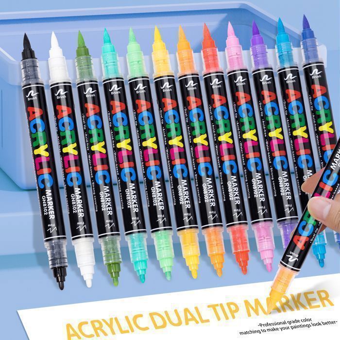 Marqueurs Feutre Acrylique - 84 Couleurs - Double Pointe - Séchage Rapide - Résistance à la Décoloration pour Coloriage,Verre,Tissu