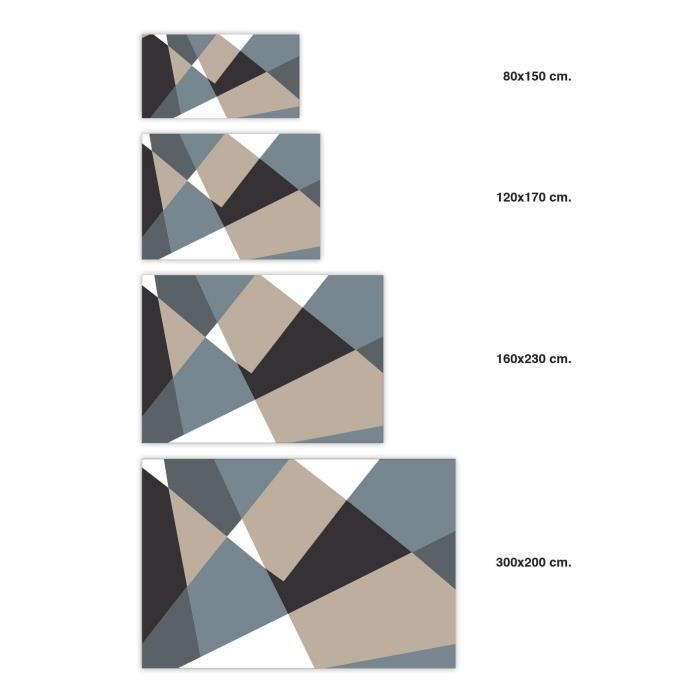 Tapis Vinyle Panorama Géométrie Abstraite Bleue 300x200 cm - Tapis pour Cuisine, Bureau et Salon en PVC