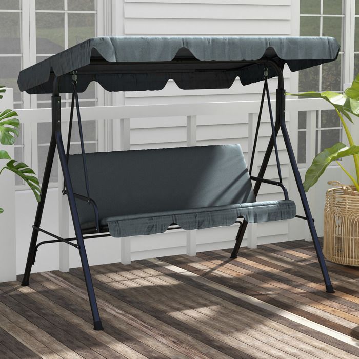 Outsunny - Balancelle de jardin - Métal - 172x110x153cm - Gris
