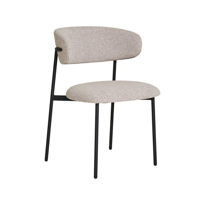 Erica - Set of 2 looped fabric chairs - Steel legs - Beige
