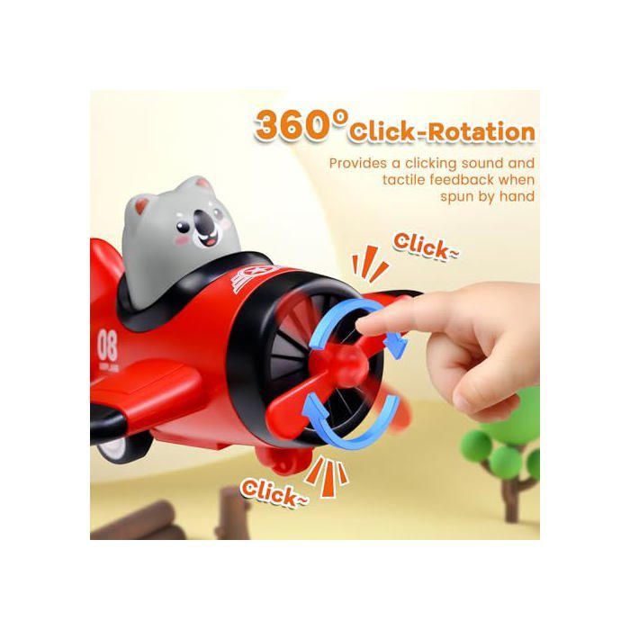 Push-Along Airplane and Car Toy for Babies 1, 2, and 3 Years Old - Animal Vehicle Set - Educational Gift for 12-18 Months