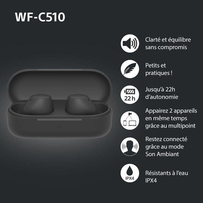 Auriculares inalámbricos Bluetooth Sony WF-C510 - Negros