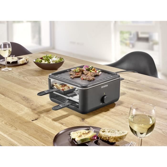 SEVERIN Raclette Grill - RG2360 - Serves up to 4 people - Compact 24x24cm - 800W
