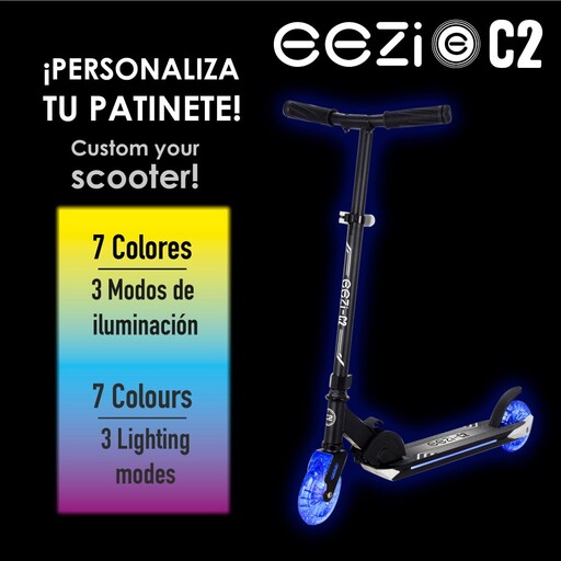 Trottinette pliante Eezi à 2 roues avec lumières personnalisables