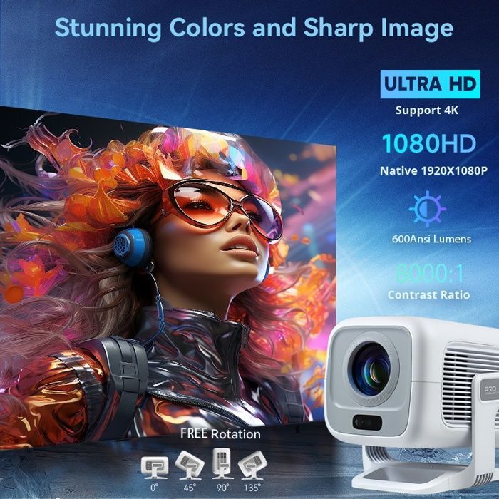 Mini Home Theater Projector - DITONG - X3 PLUS - Native 1080P - 4K Support - WIFI6 - BT5.4 - Android