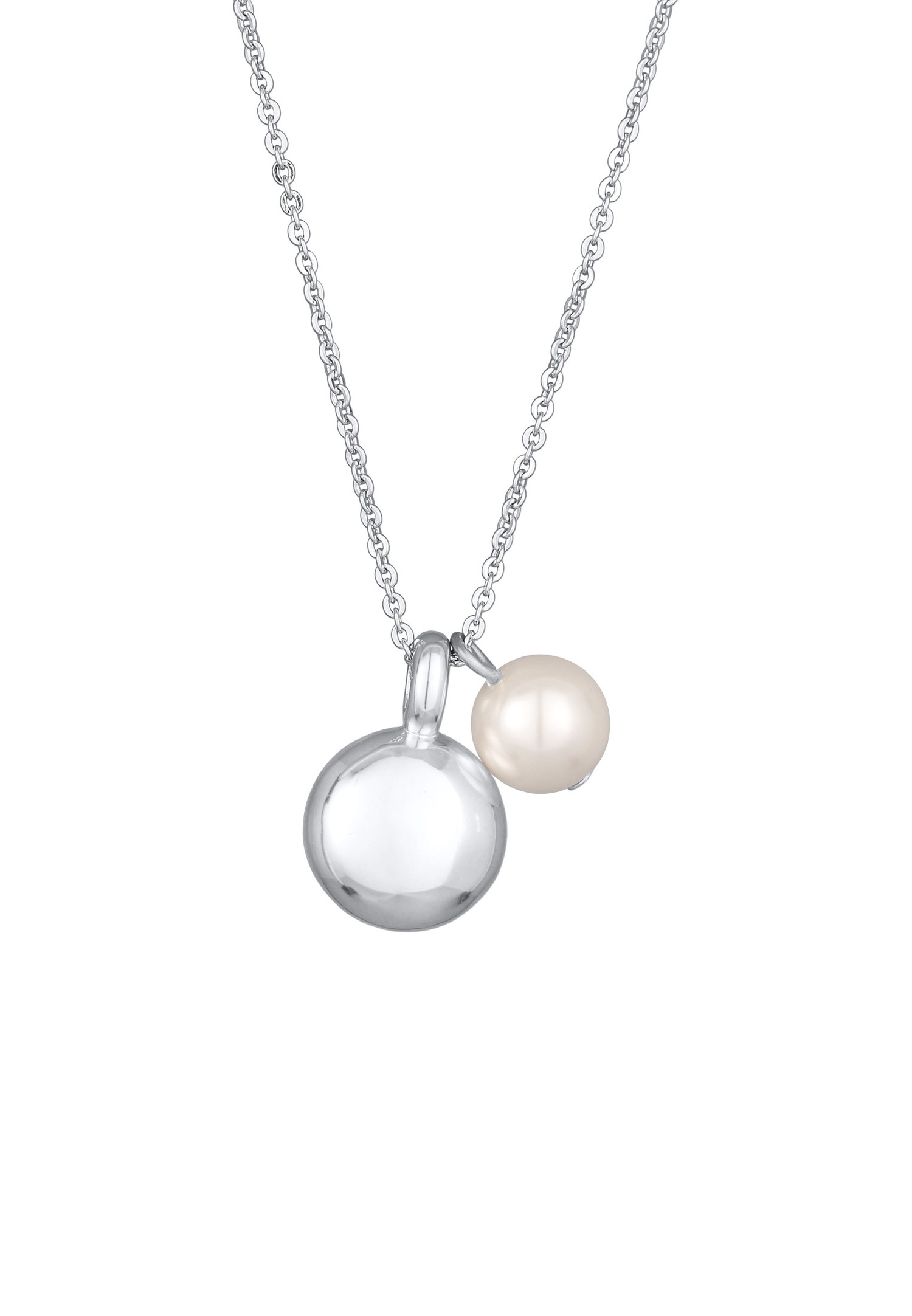 Elli Femmes Pendentif Plaquette Couleur Argent avec Perle Synthétique et Cristaux