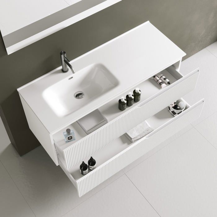 SX 4-teiliges Badezimmer-Set mit Waschbecken, VENERE mattweiß