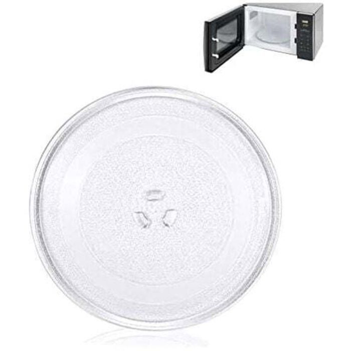 Plateau Tournant Micro Onde 25.5 cm Verre Micro-Ondes Universel avec 3 Fixations Convient,Assiette pivotante universelle pour micr