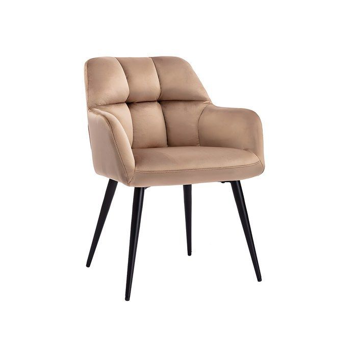Lot de 6 chaises  avec accoudoirs - Velours et métal - Beige - PEGA