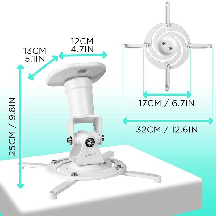 Duronic PB07XB Support vidéoprojecteur Universel inclinable et Rotatif Capacité 10 kg Installation Plafond Idéal pour Home cinema