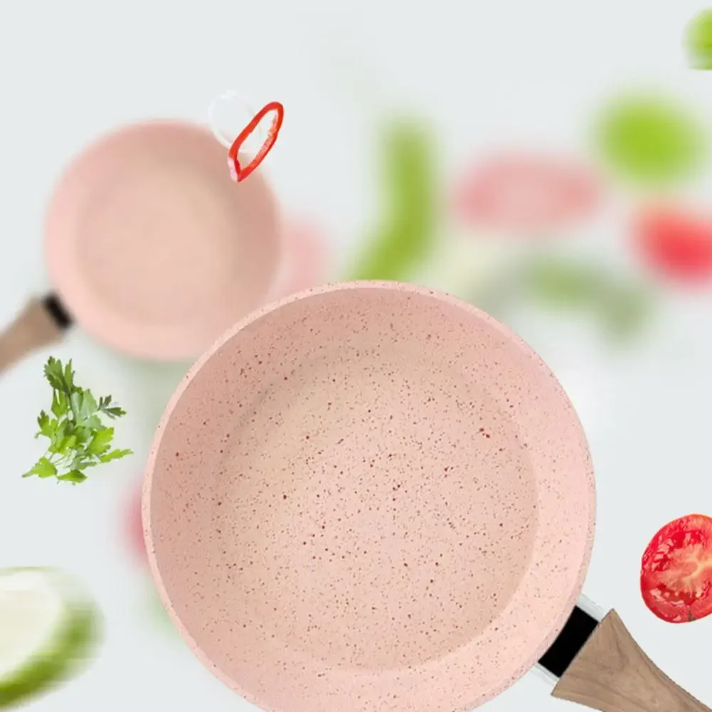 Poêle à fond plat antiadhésive, mini-œufs au plat, riz au blé, cocotte en pierre, steak, plaque à induction, flamme nue, ustensiles de cuisine universels