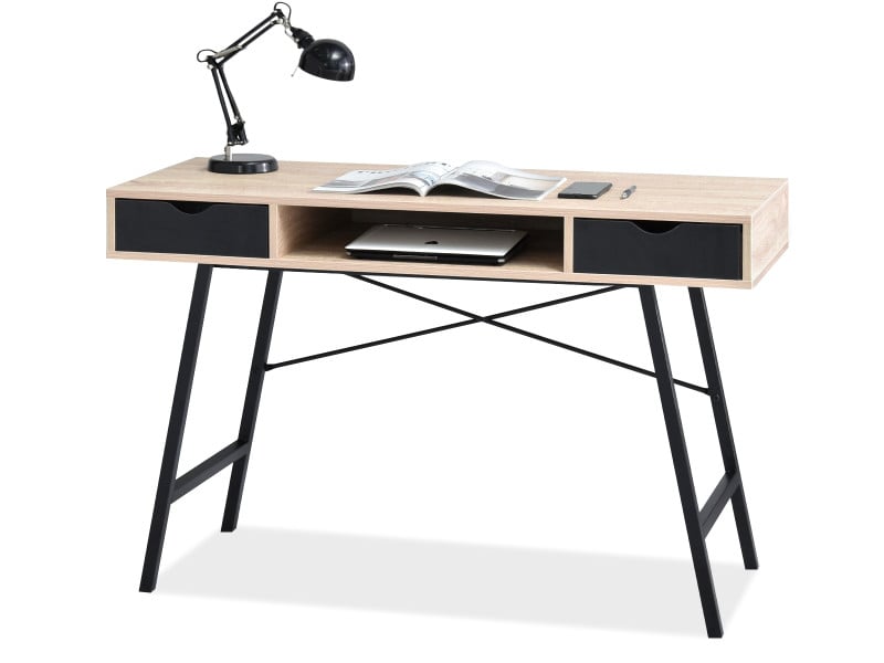 Biurko 120cm Scandi do home office Gavle dąb sonoma-czarne