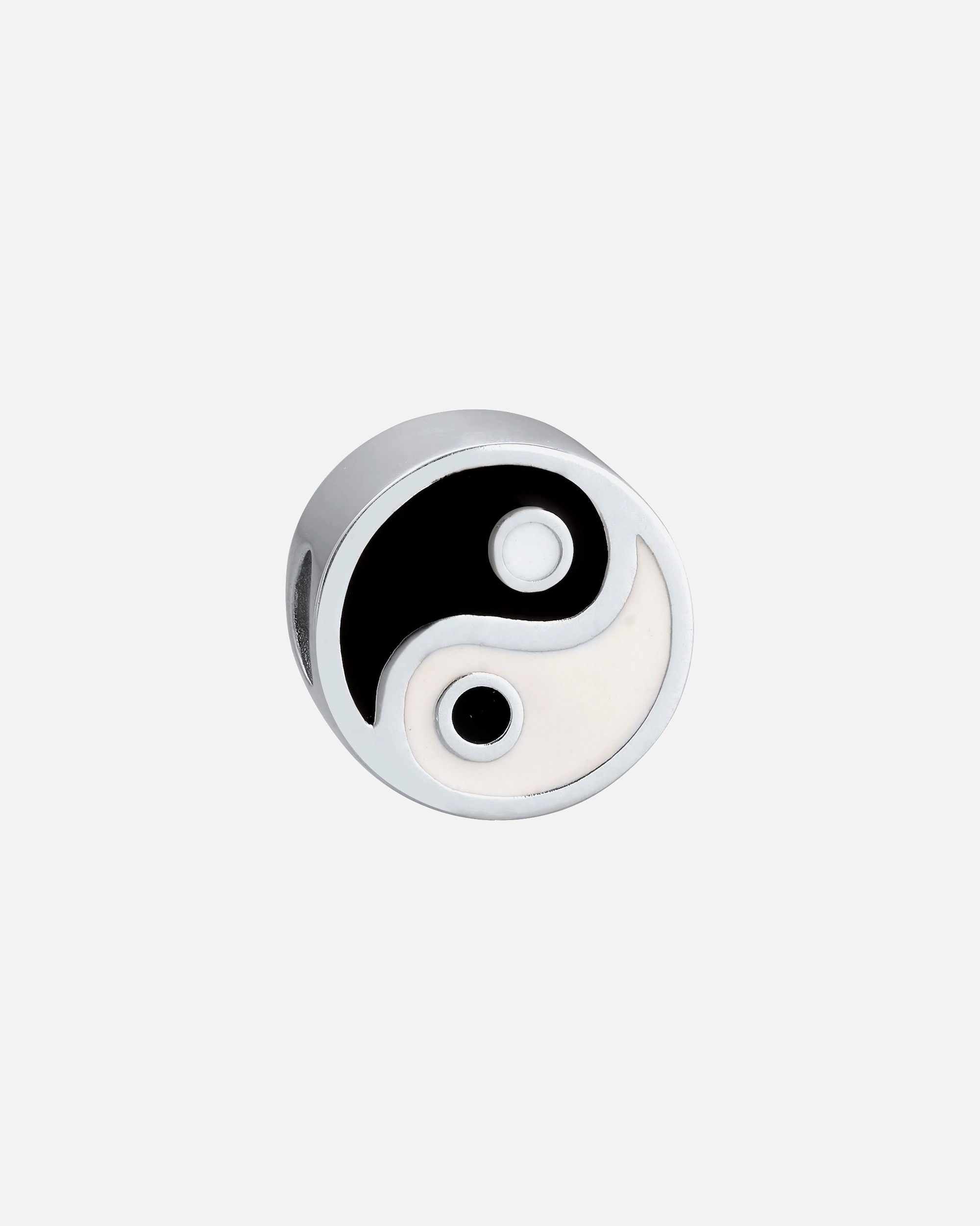 KUZZOI Kuzzoi Charm Hommes Yin & Yang Énamel Noir Blanc Argent Sterling 925