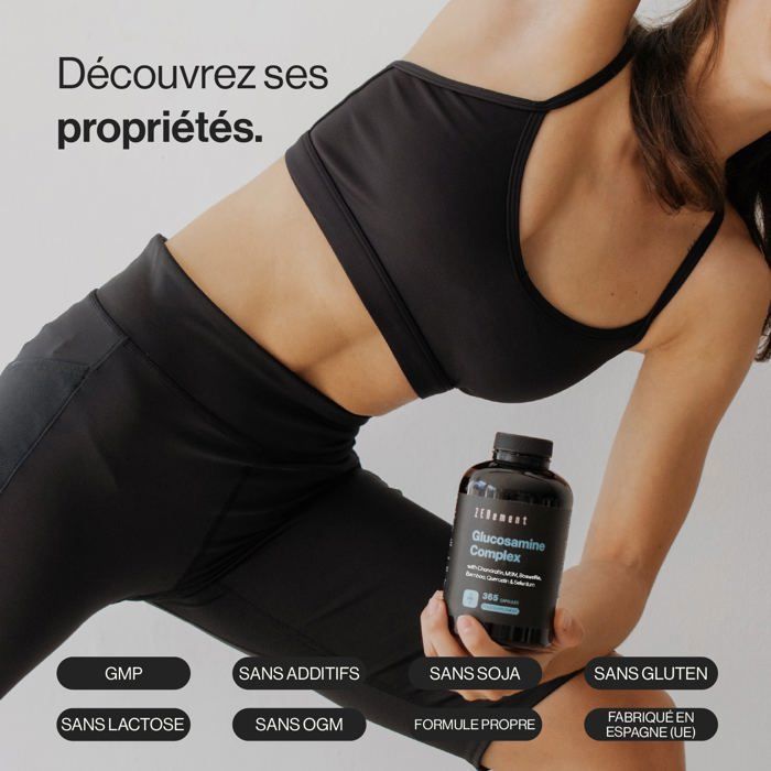 Complesso di glucosamina con condroitina, MSM, boswellia, bambù, quercetina e selenio - 365 capsule