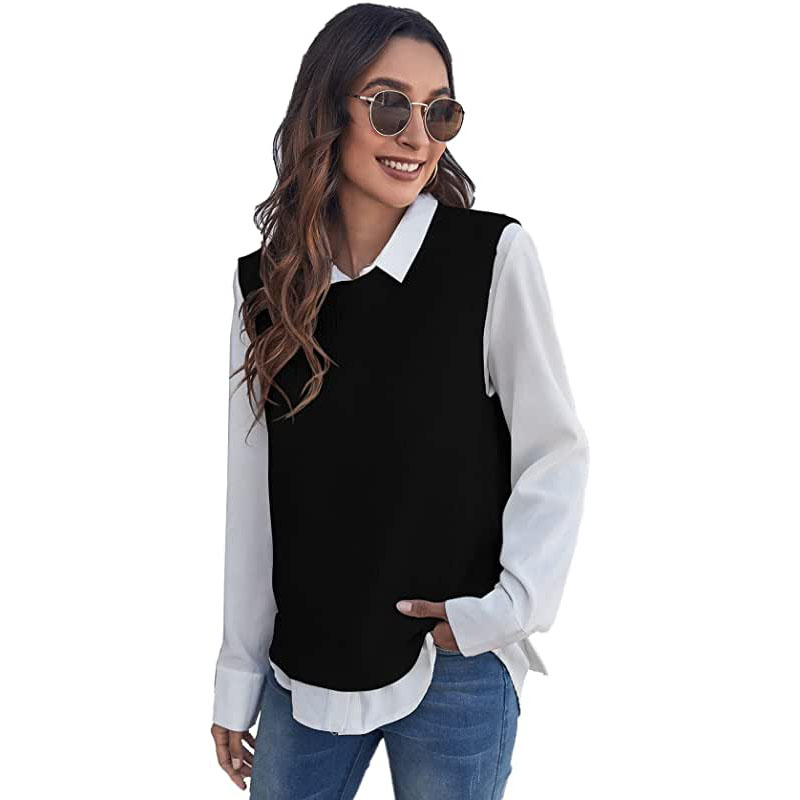 Gilet sans manches à col rond fendu pour femme Verdusa